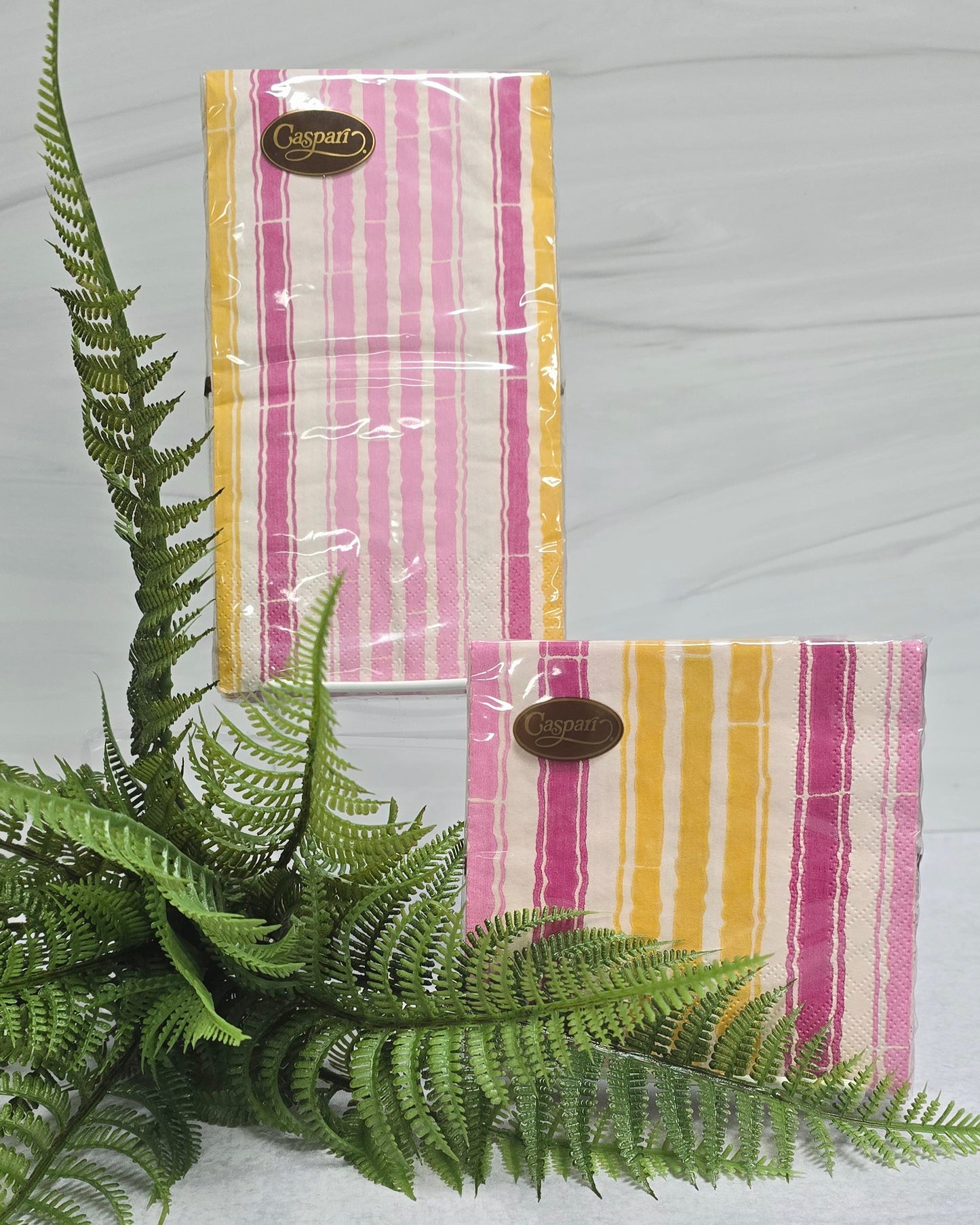 Caspari - Pink Bamboo Stripe Napkins