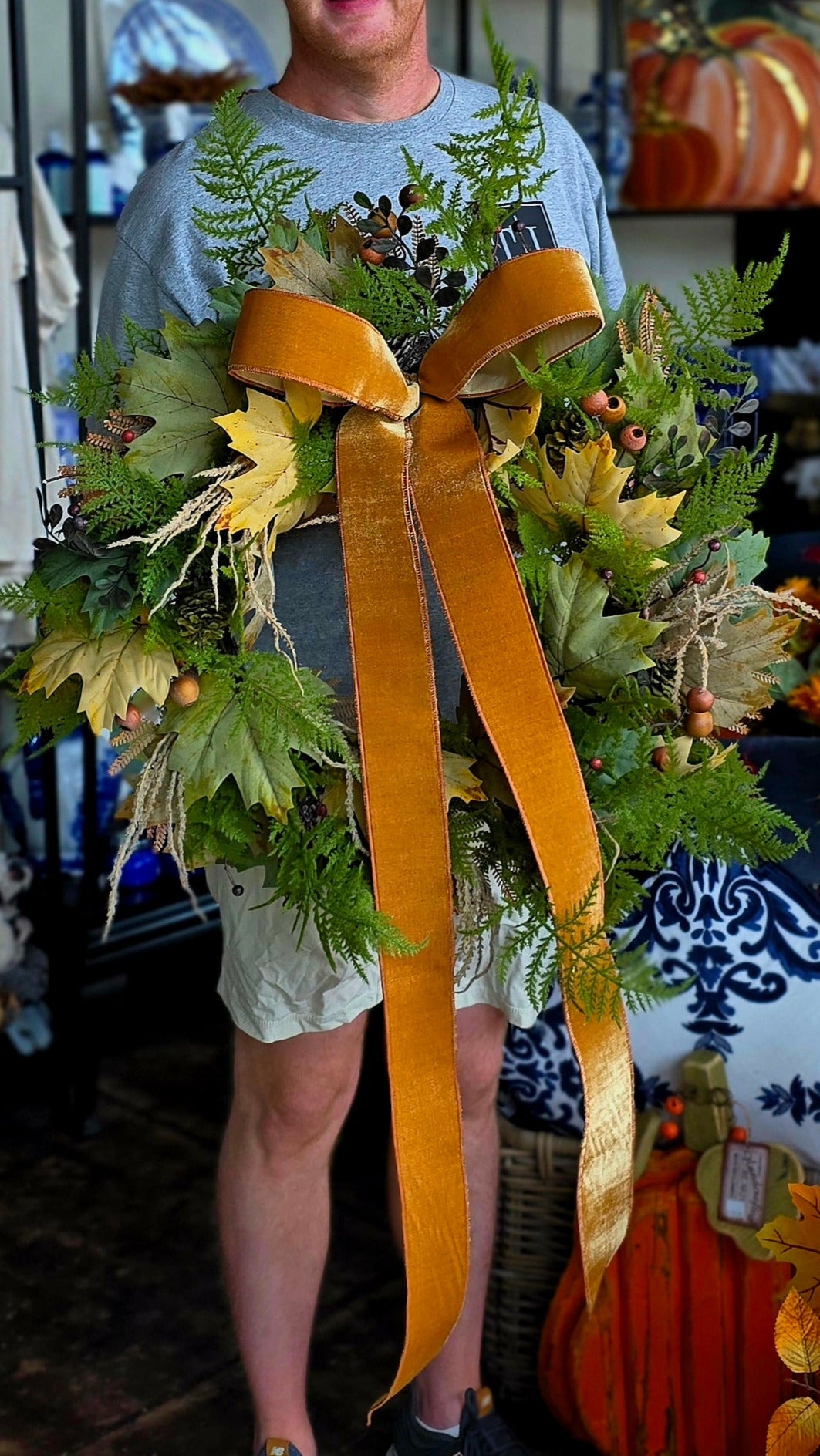 28" Mixed Maple Leaf & Fern Autumn Wreath