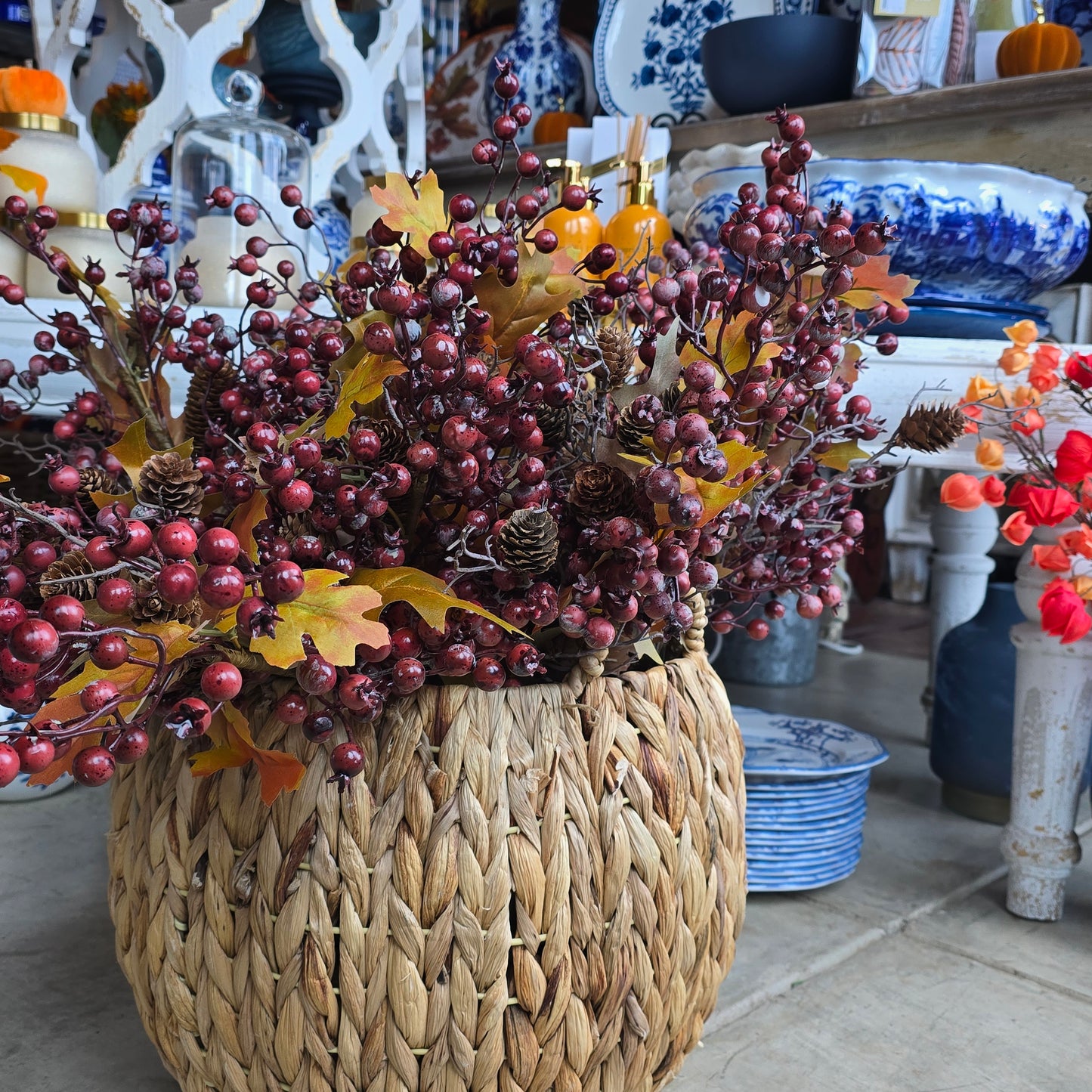 24" Rosehip, Twig, & Pine Stem
