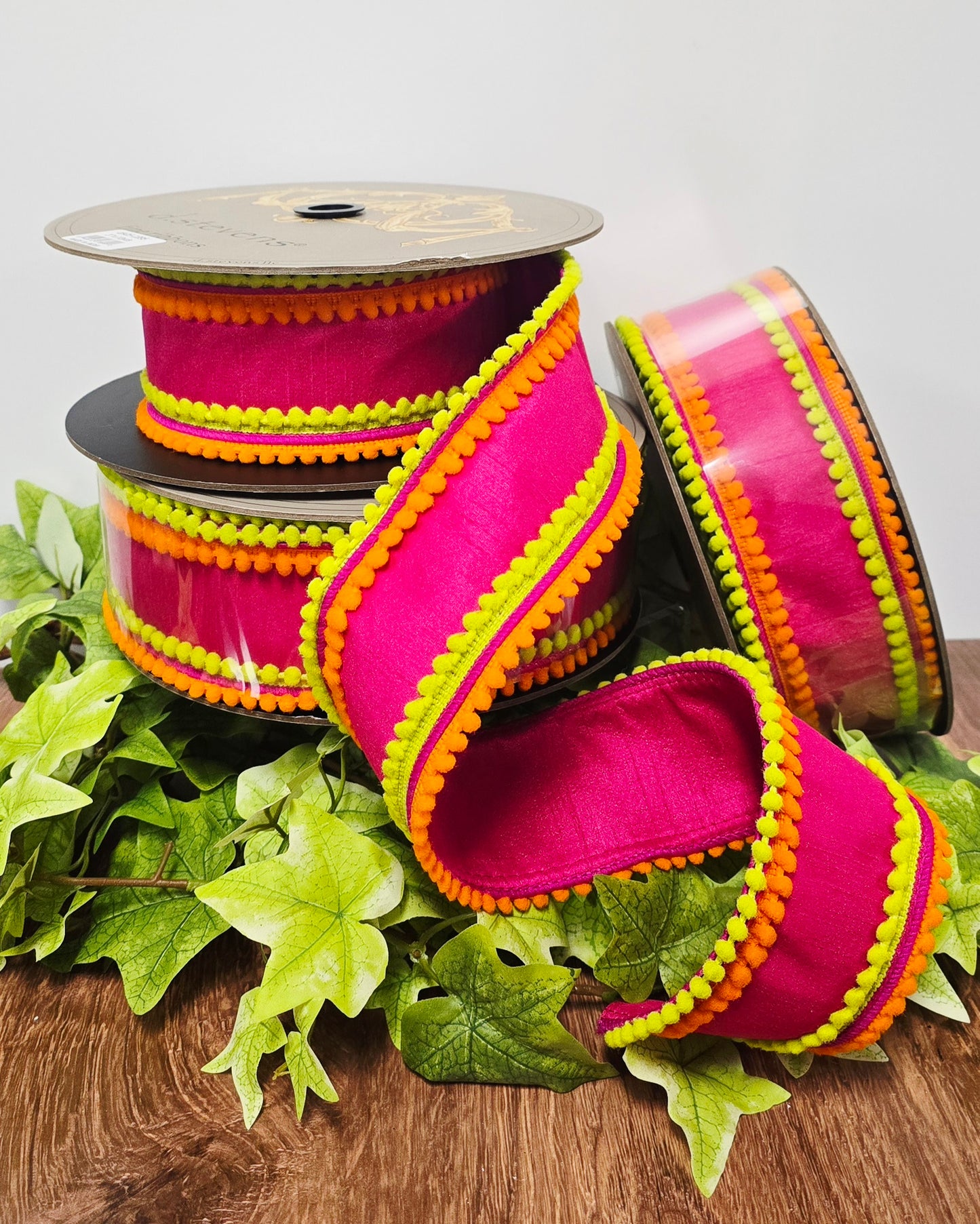 Ribbon - 3" x 10yd, Fushia with Bright Fringe