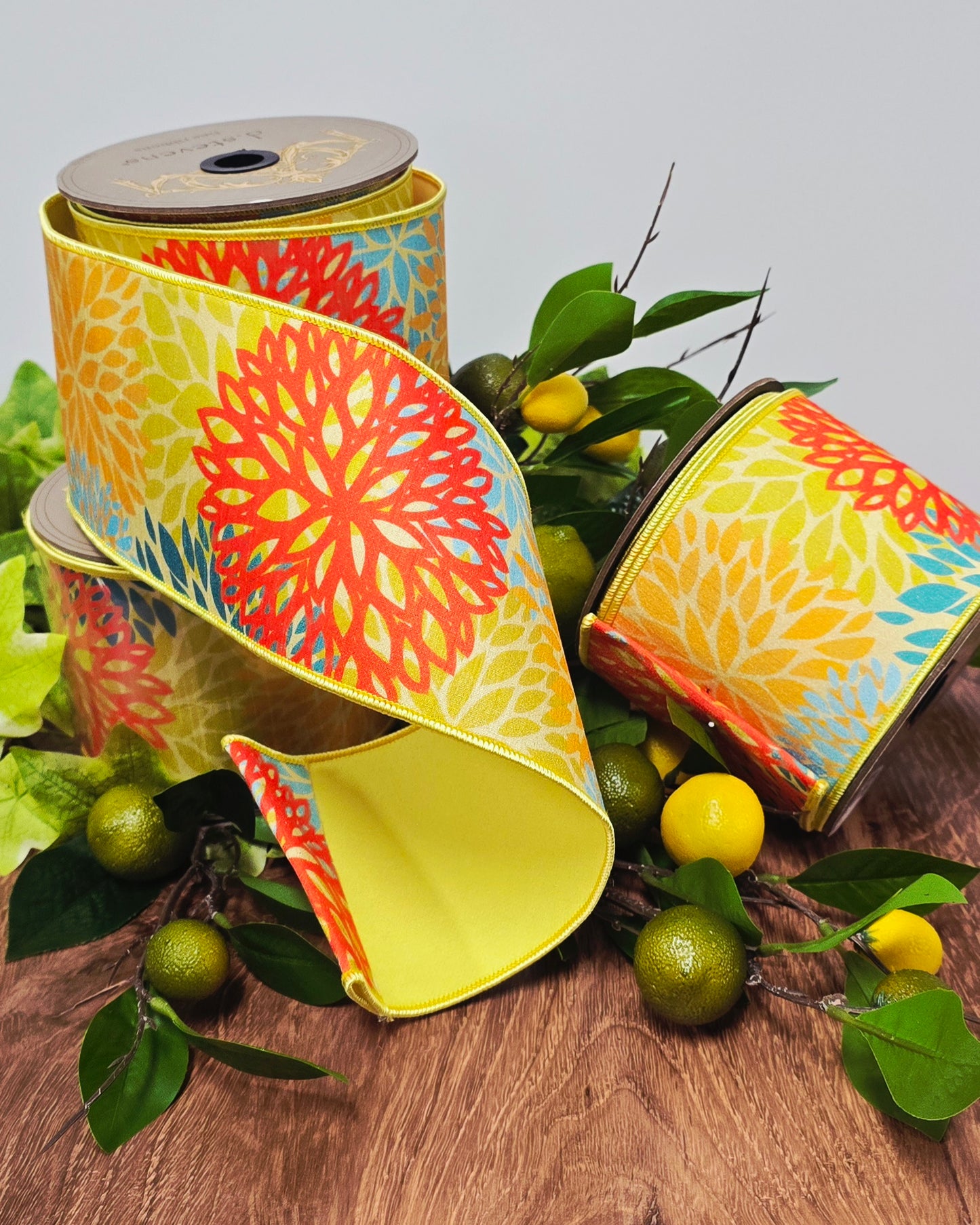 Ribbon - 4" x 10yd, Summer Dahlia