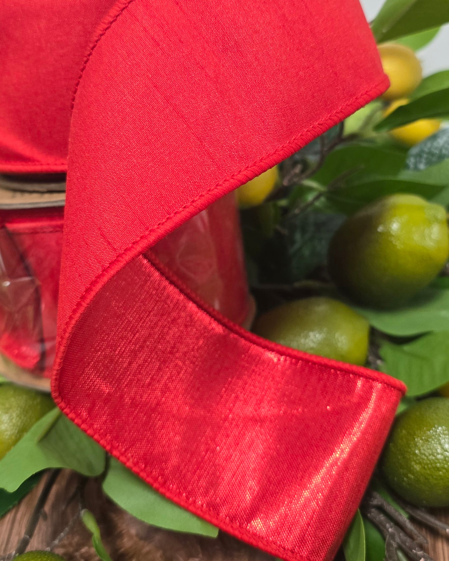 Ribbon - 2.5" x 10yd, Red with Metallic Red Reversible