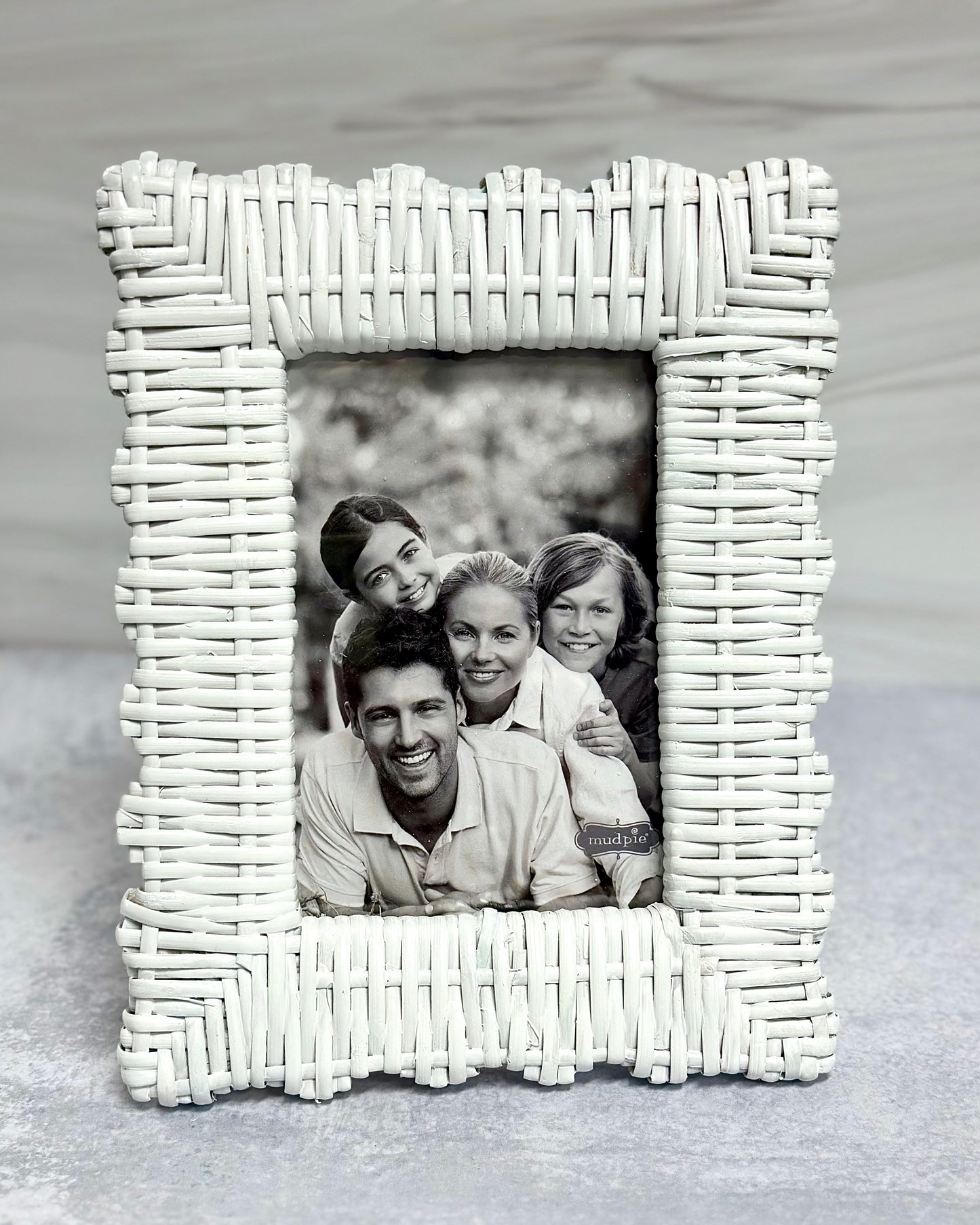 Mudpie - White Woven Photo Frames
