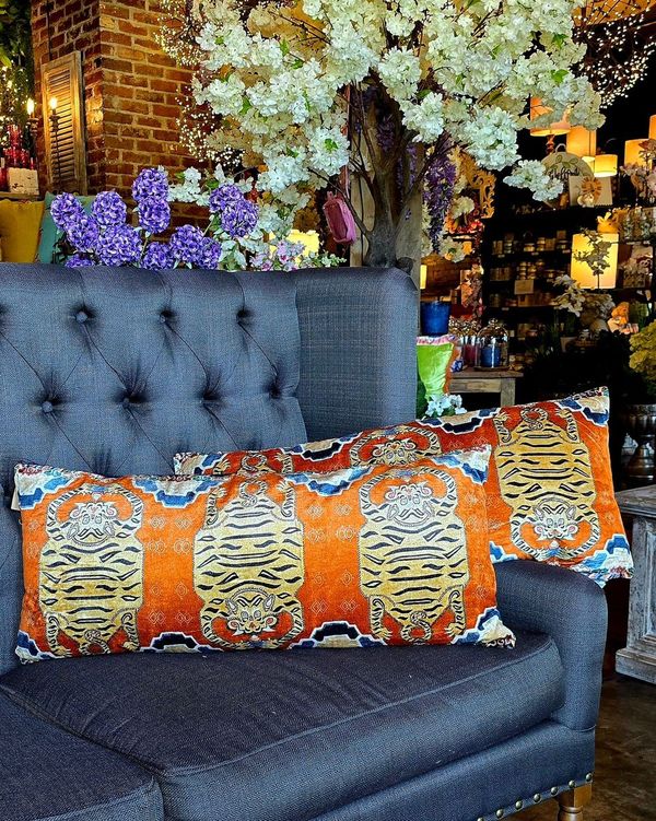 Cotton Velvet Printed Lumbar Pillow