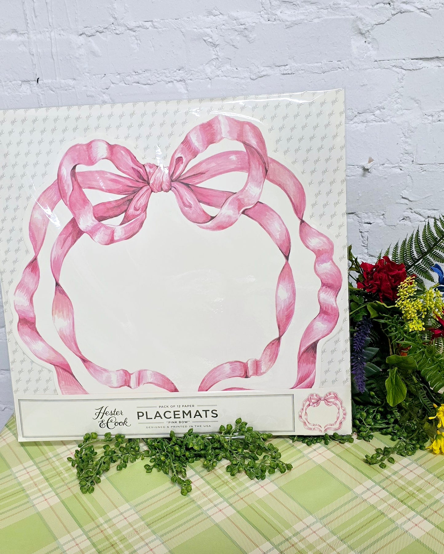 Hester & Cook - Die-Cut Pink Bow Placemat