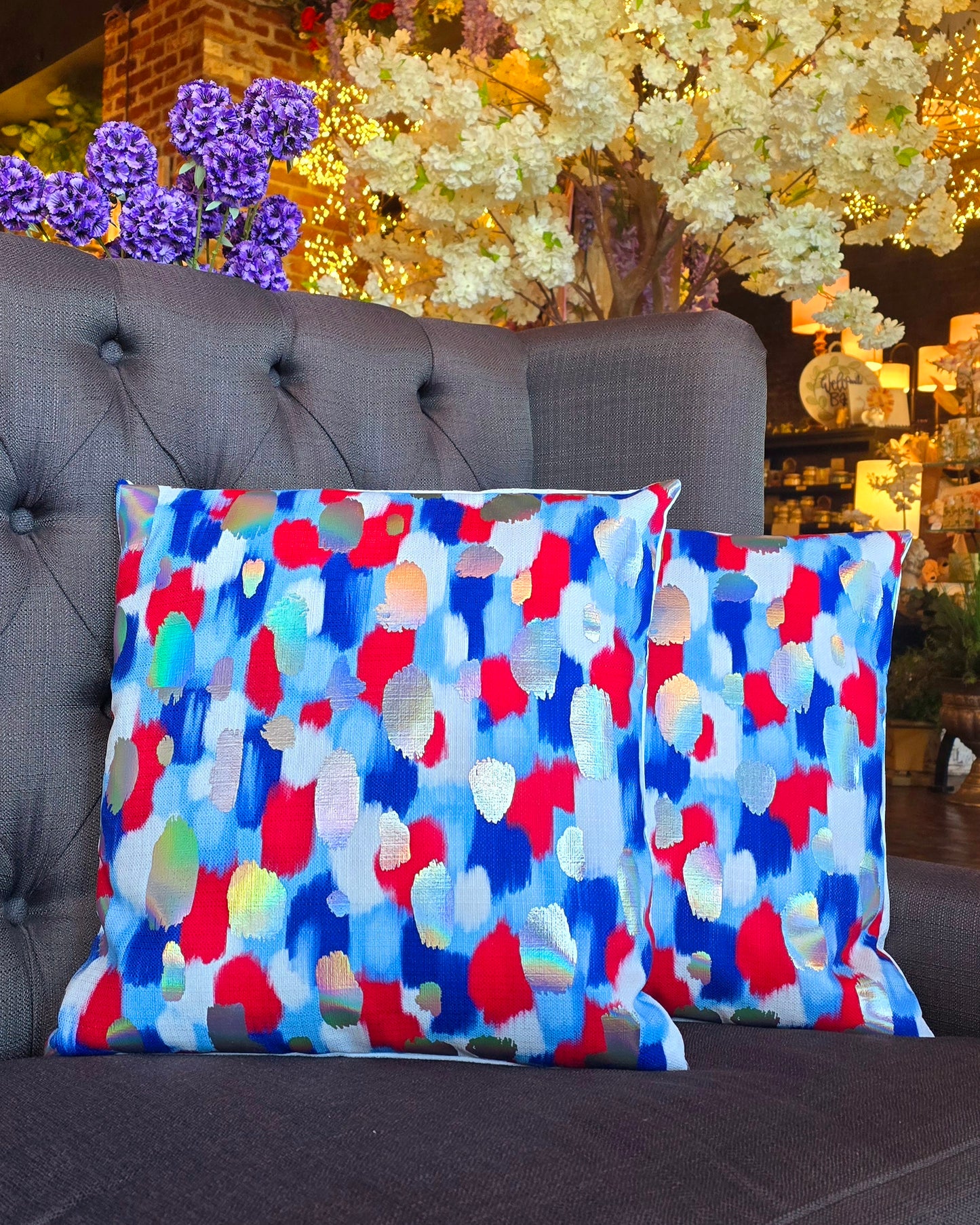 Red, White, & Blue Splatter Pillows