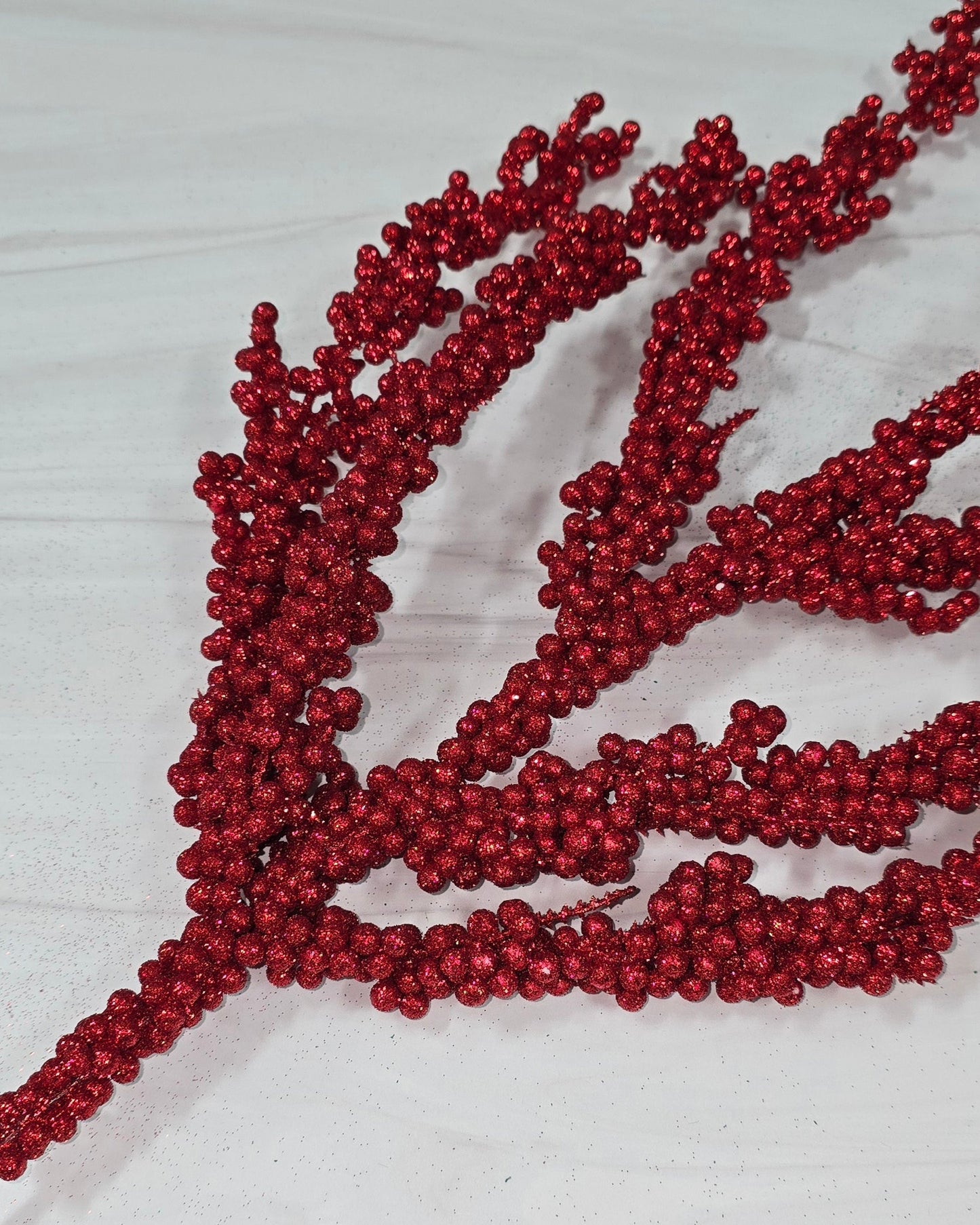 Stem - Red, 30" Glitter Berry Spray