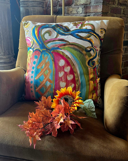 Whimsical Gold Pumpkin XL Pillows