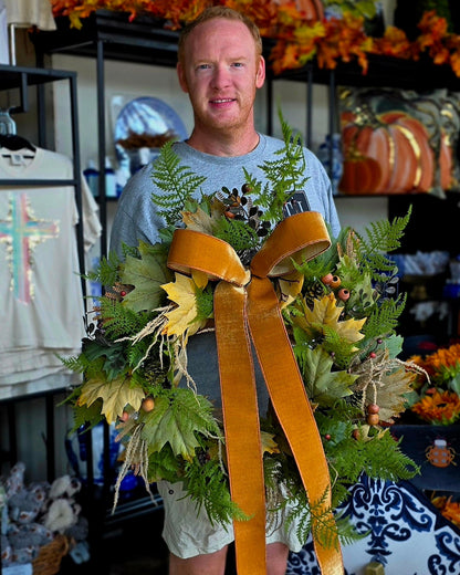 28" Mixed Maple Leaf & Fern Autumn Wreath