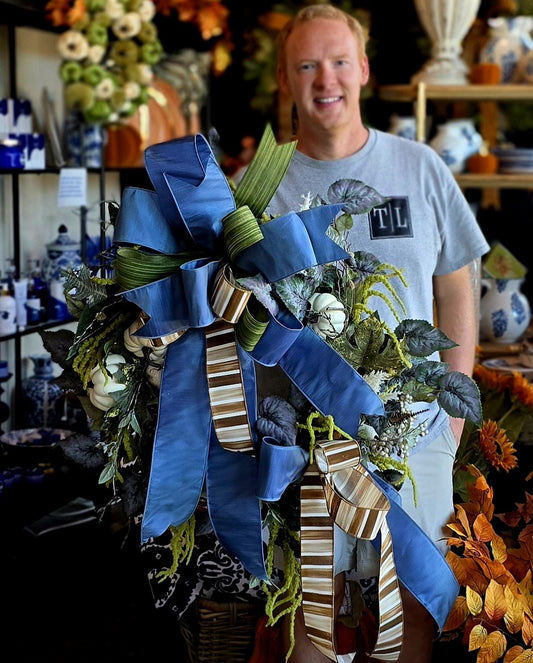 28" Blue/Cream  XL Harvest Wreath
