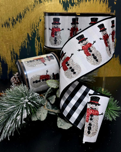 Ribbon - 4" x 5yd Jackfrost with Gingham Ribbon