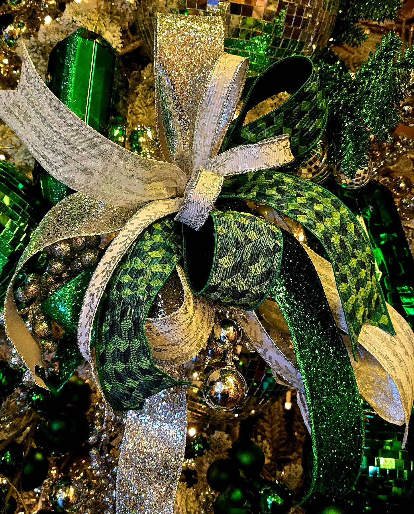 Bow - Emerald, Silver, Grey, White Designer Mix