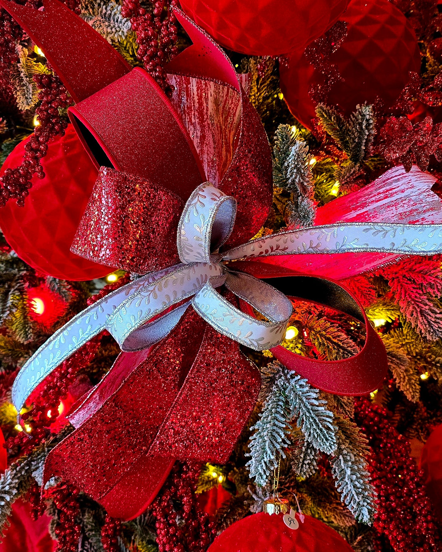 Ribbon - 2.5" x 10yd, Red Glitter Ribbon