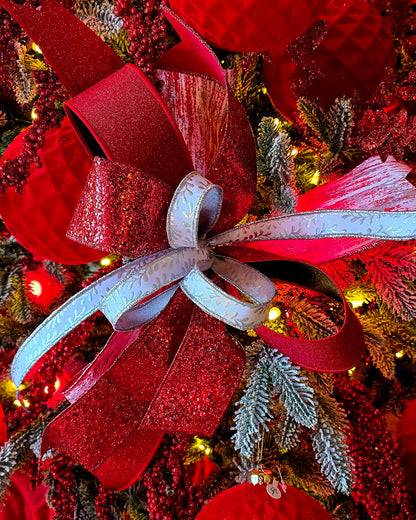 Ribbon - 2.5" x 10yd, Red Glitter Ribbon