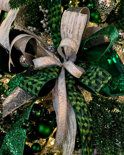 Bow - Emerald, Silver, Grey, White Designer Mix
