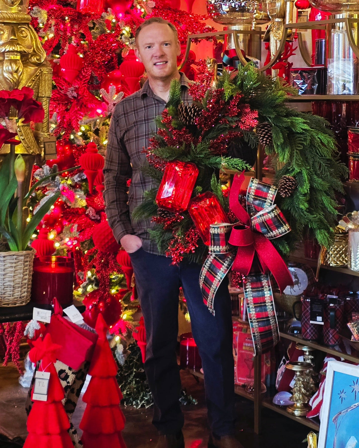 Ruby Red Holiday Wreath