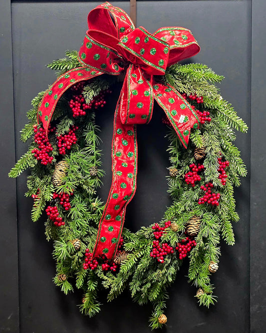 Red Berry, Oblong Christmas Wreath