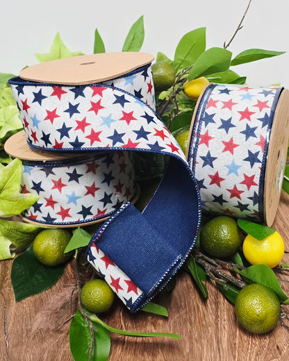 Ribbon - 2.5" x 10yd, Scattered Stars