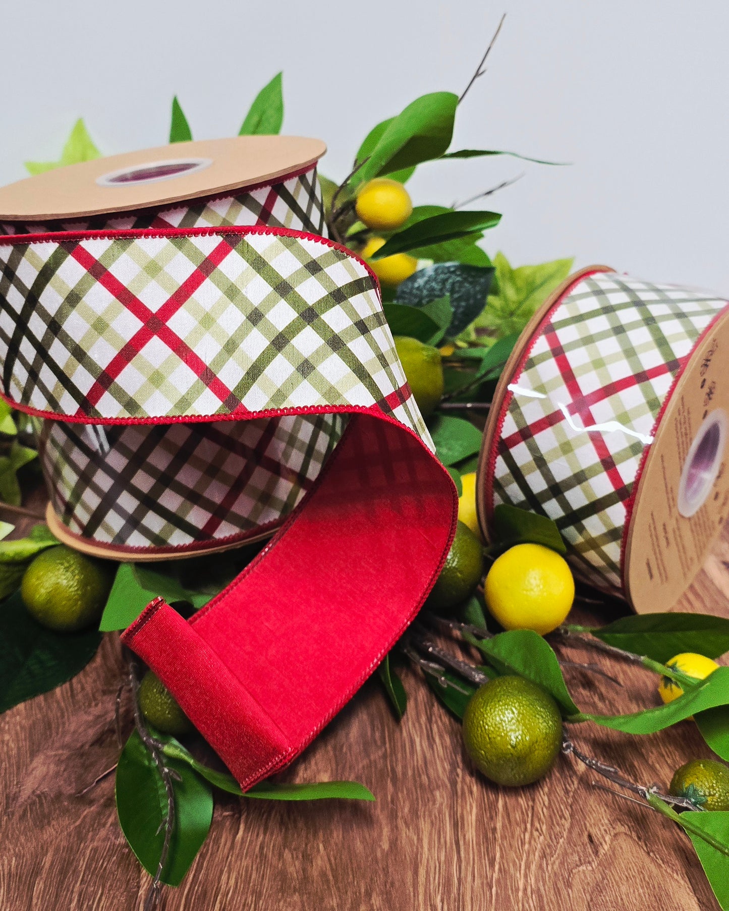 Ribbon - 2.5" x 10yd, Red Garden Plaid