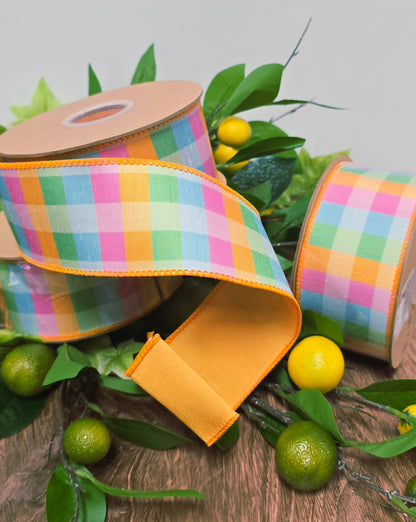 Ribbon - 2.5" x 10yd, Bright Gingham