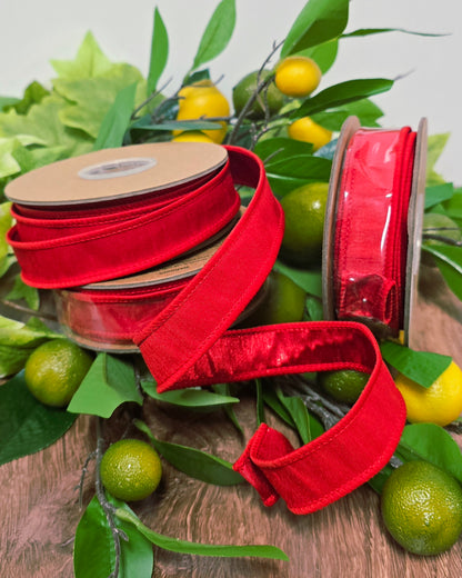 Ribbon - 1" x 10yd, Red with Metallic Red Reversible