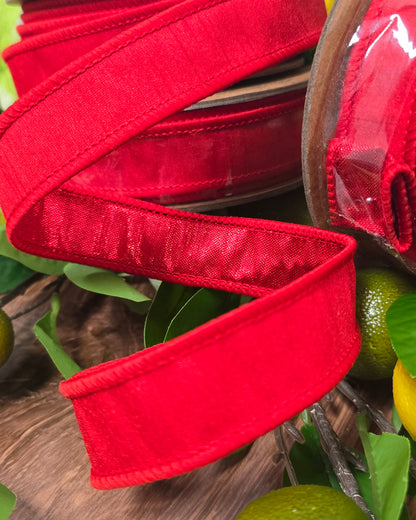 Ribbon - 1" x 10yd, Red with Metallic Red Reversible