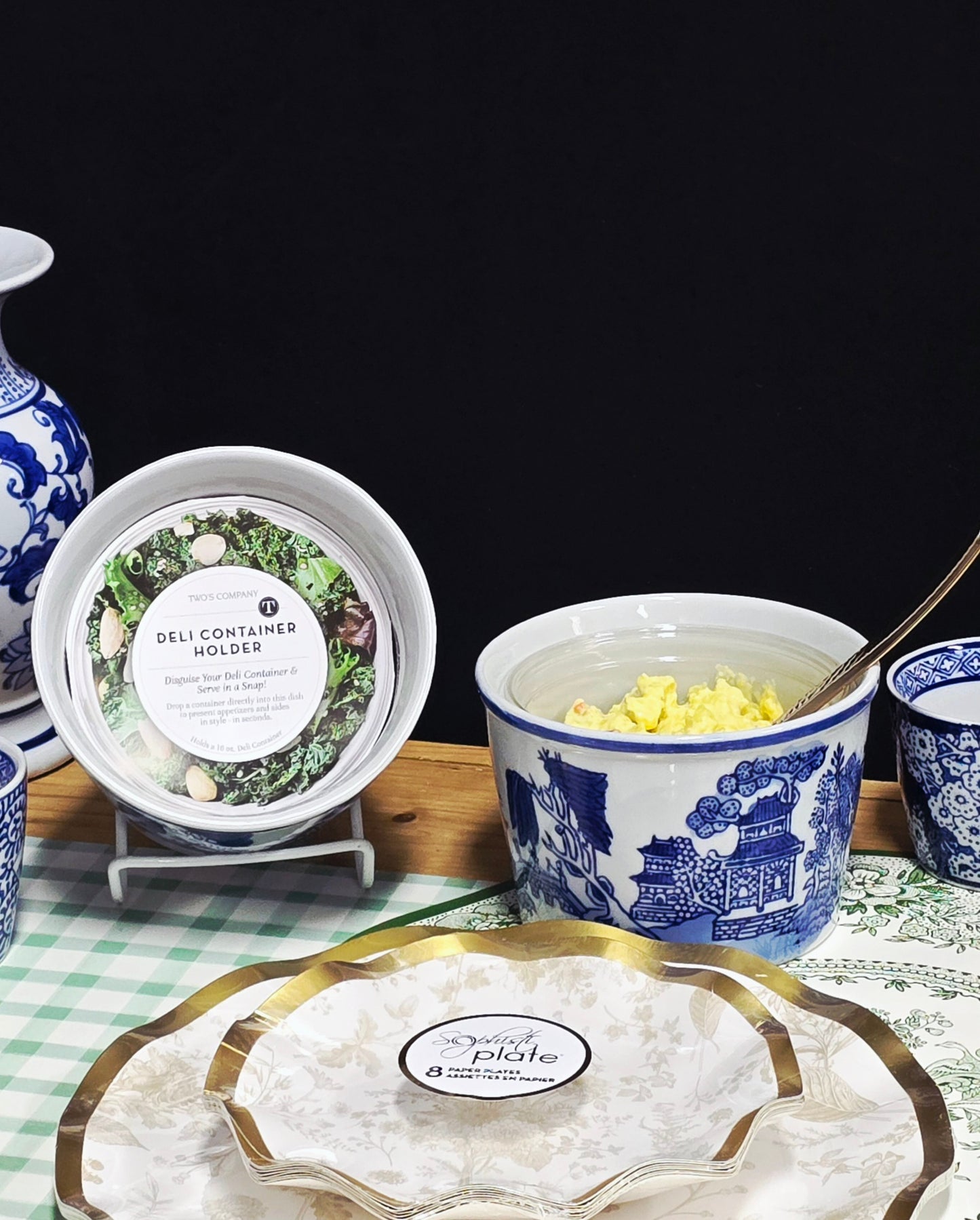 Servingware - Blue Chinoiserie Deli Container Holders