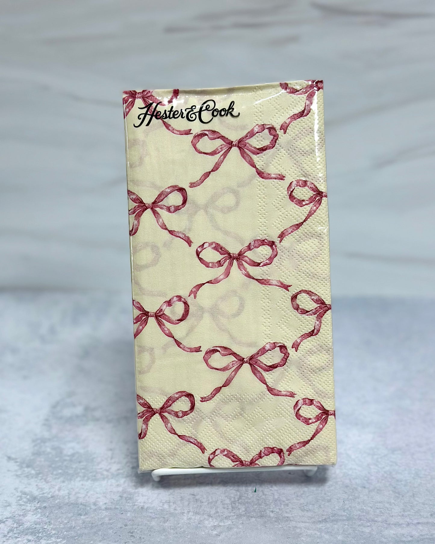 Hester & Cook - Pink Bow Lattice Guest Towel Napkins