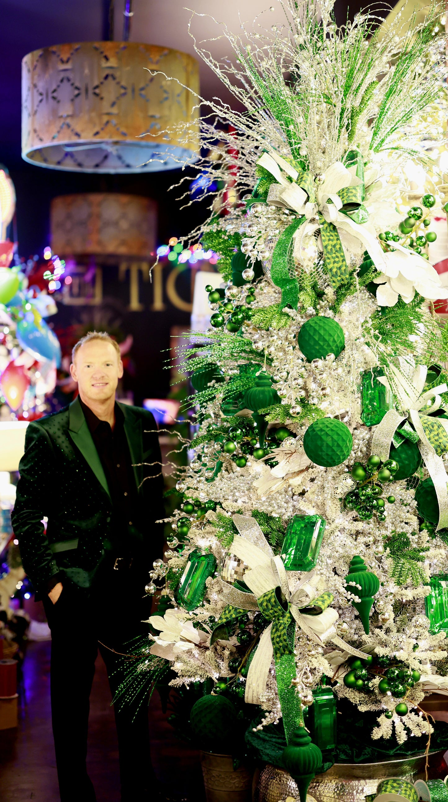 Bow - Emerald, Silver, Grey, White Designer Mix