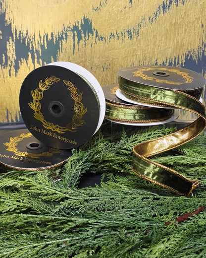 Ribbon - John Mark Enterprises - 1" Olive Green Smooth Velvet