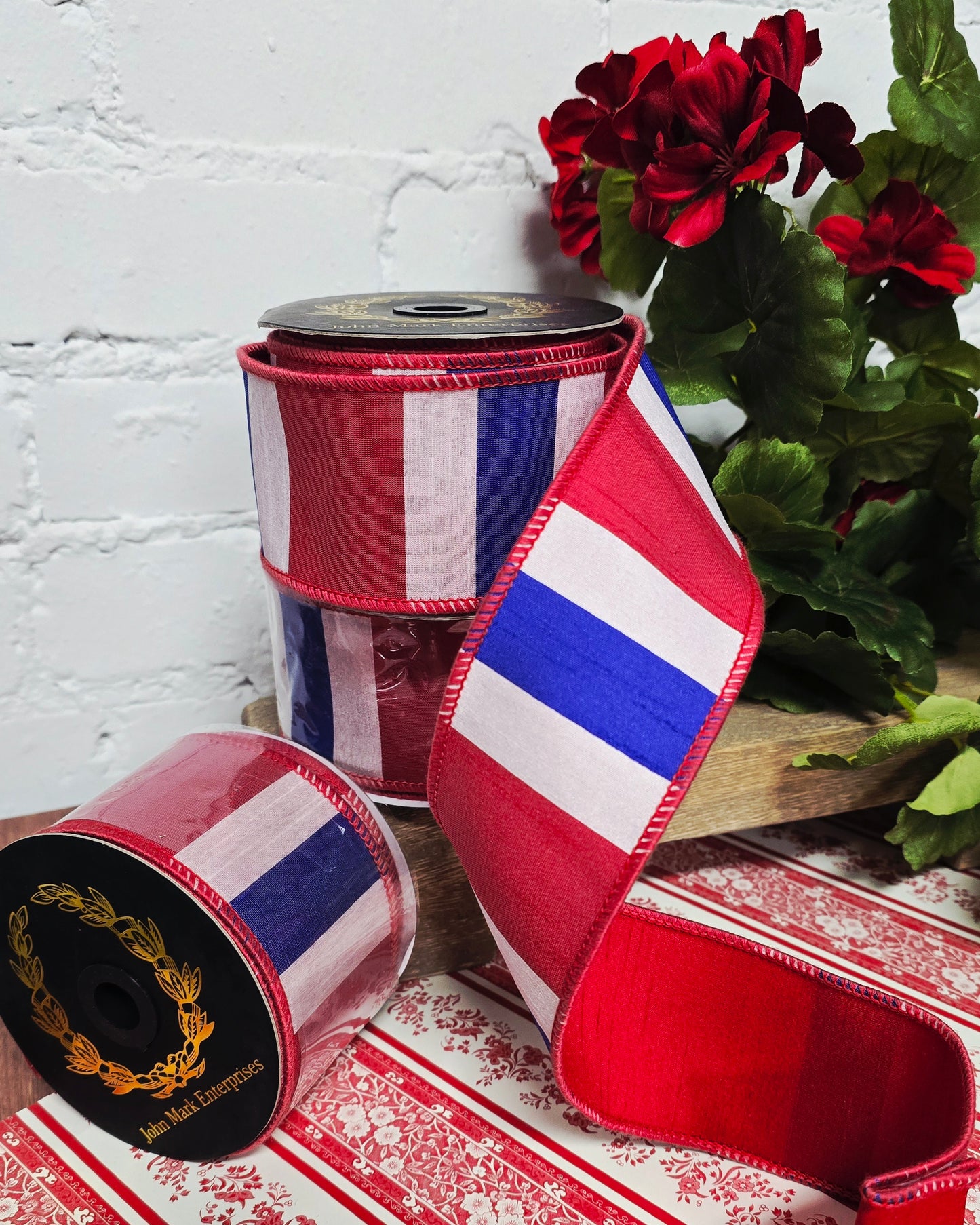 Ribbon - John Mark Enterprises - 2.5" Americana Stripe Dupioni
