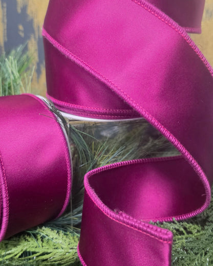 Ribbon - John Mark Enterprises - 2.5" Deep Fushia Double Sided Satin Finish