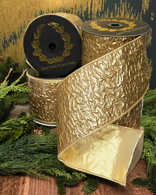 Ribbon - John Mark Enterprises - 4" Gold Crinkle Dupioni