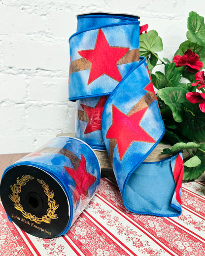 Ribbon - John Mark Enterprises - 4" Americana Watercolor Star