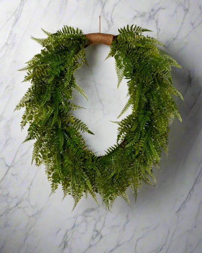 36" Mixed Fern Wreath with Seasonal Bow