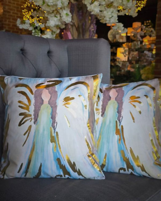 Gold Foil Angel of Peace Pillow