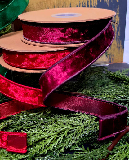Ribbon - 1" Wired Edge Traditional Velvets & Shimmer Satins