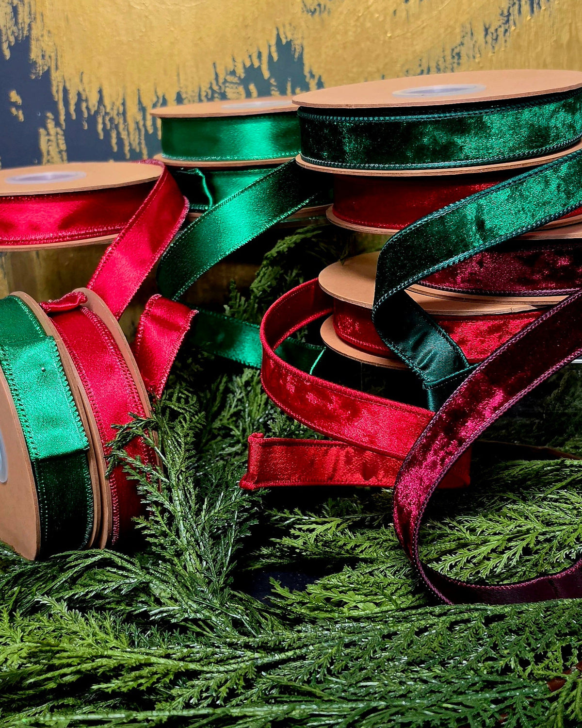 Ribbon - 1" Wired Edge Traditional Velvets & Shimmer Satins